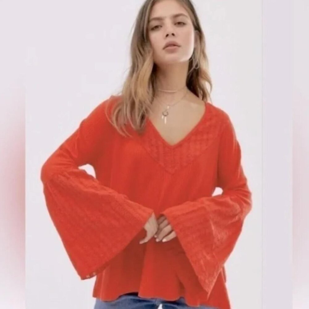 Free People Women's Red and Orange Blouse